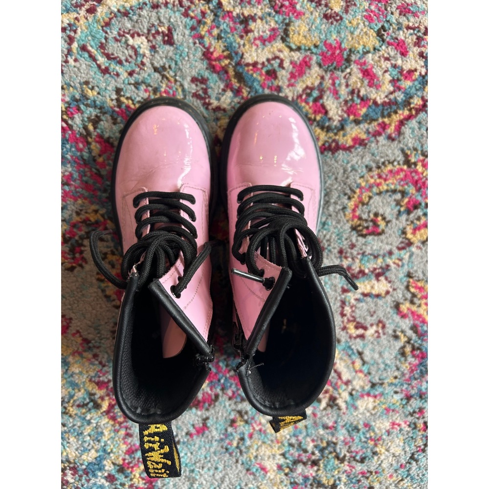 Dr. Martens 1460 J Boots Pink Patent Leather Lace Up Side Zip Kids Size 1 US - Picture 5 of 9